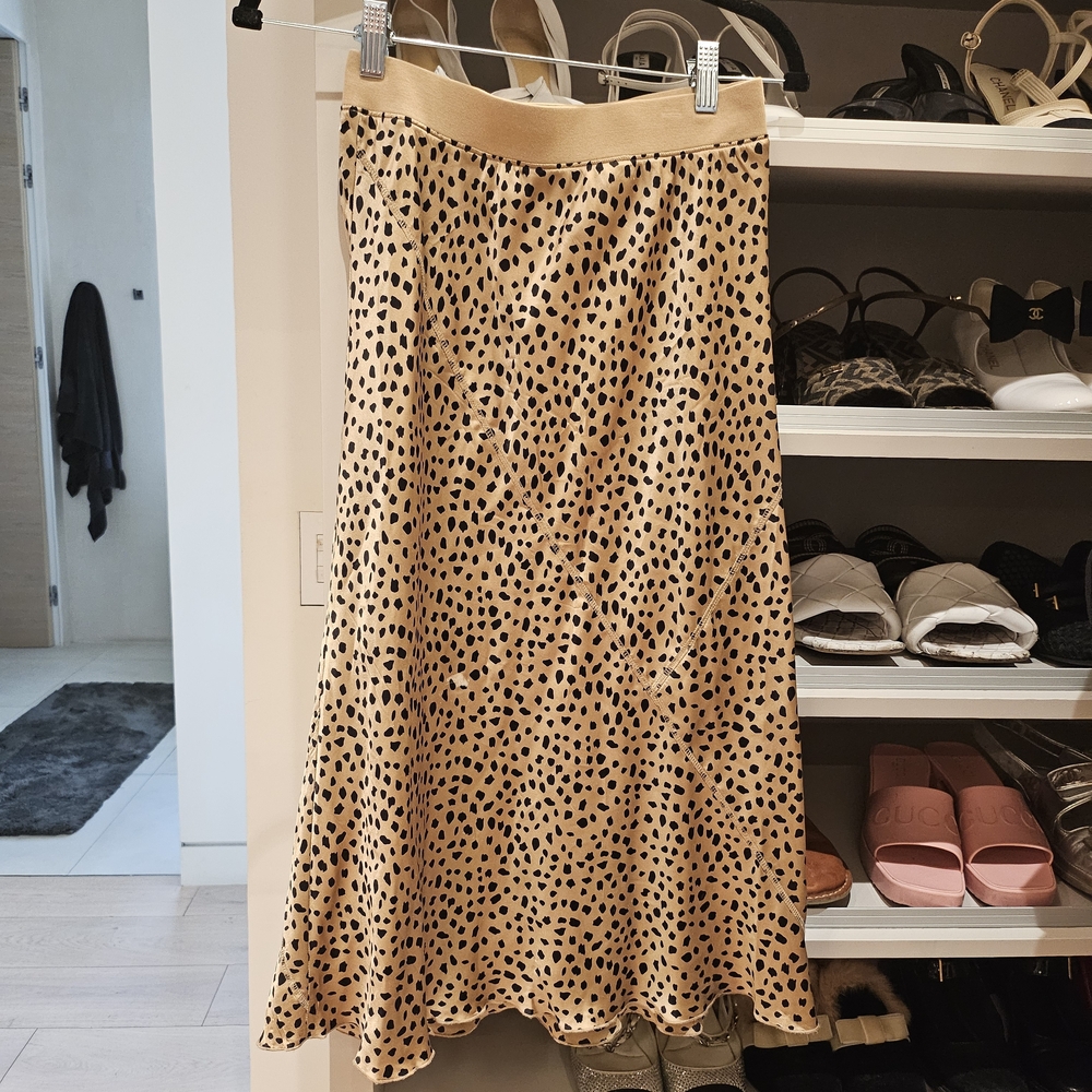 ATM Anthony Thomas Melillo Tan Leopard A-Line Skirt